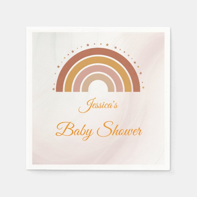 Moderne Boho Rainbow Personalisiert Baby Dusche Serviette (Vorderseite)