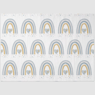 Moderne BOHO Rainbow Stars Dusty Blue Mustard Boy Seidenpapier