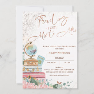 Moderne Boho Reisende Miss zu Mrs Brautparty Einladung