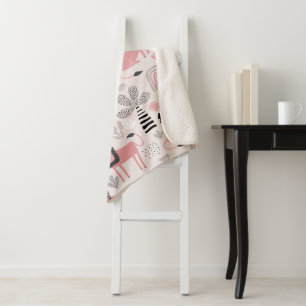 Moderne Boho Rosa Löwen Regenbogen Sherpa-Decke Sherpadecke