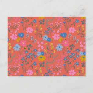 Moderne Boho rote Blumen Wildblumen Postkarte