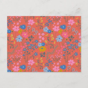 Moderne Boho-Rote Blumen Wildblumen Postkarte