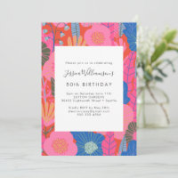 Moderne Boho rote Blumenparty zum 50. Geburtstag