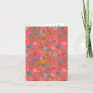 Moderne Boho-Rote Wildblumen Karte
