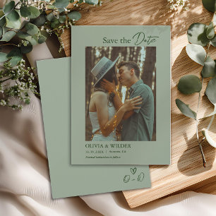 Moderne Boho-Sage-Grün-Hochzeit Save The Date