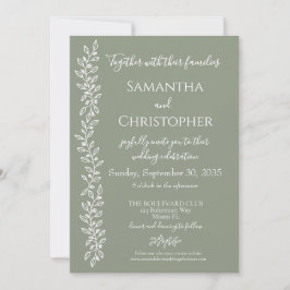 Moderne Boho Sage Grüne botanische Minimalhochzeit Einladung