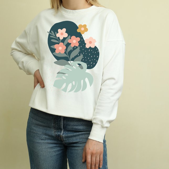 Moderne boho schicke blühende Winter Frauen Sweatshirt (Von Creator hochgeladen)