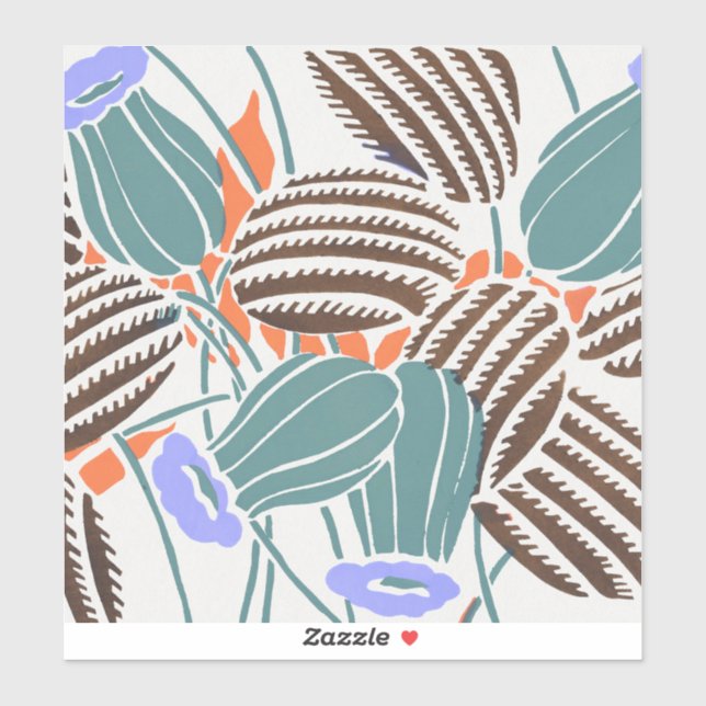 Moderne Boho Teal- und Lavendel-Blumendekoration Aufkleber (Blatt)