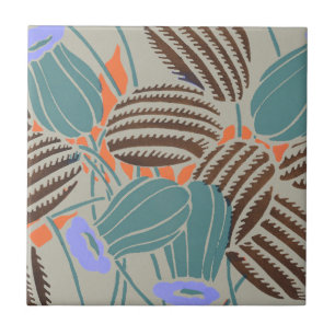 Moderne Boho Teal- und Lavendel-Blumendekoration Fliese