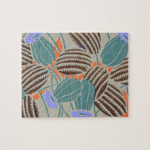Moderne Boho Teal- und Lavendel-Blumendekoration Puzzle