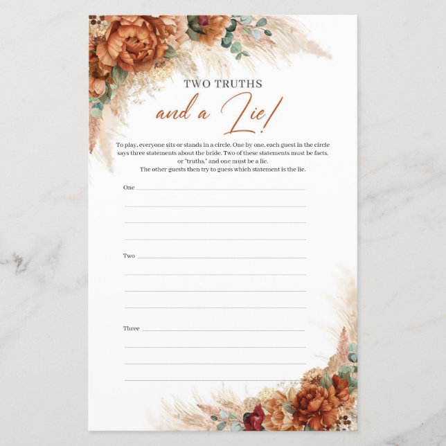 Moderne boho terracotta pampas zwei Wahrheiten und (Vorderseite)