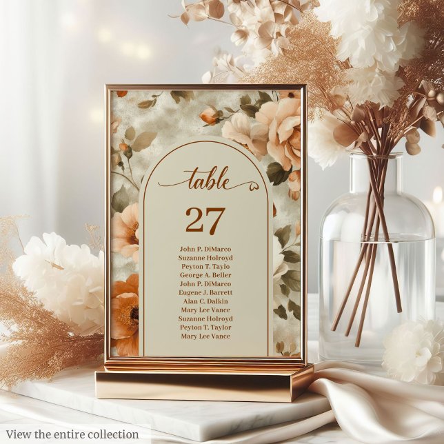 Moderne Boho Terrakotta Elfenbein Salbei Blumenhoc Tischnummer (Modern Boho Terra Cotta Ivory Sage Floral Wedding Table Number

)