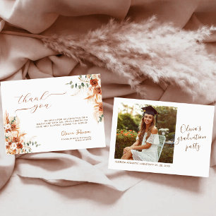 Moderne Boho-Terrakotta-Floral-Abschluss-Dankeschö Dankeskarte
