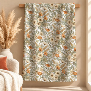 Moderne Boho-Terrakotta-Staubgrün-Decke Sherpadecke