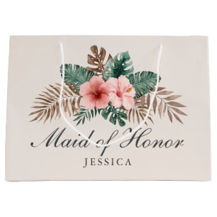 Moderne Boho Tropical Foliage Trauzeugin Große Geschenktüte
