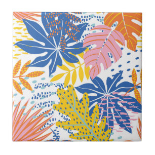 Moderne Boho Tropical Jungle Palm Blätter Fliese