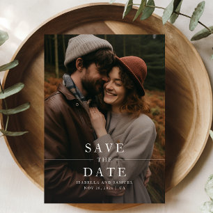 Moderne Boho-Wald-Foto-Hochzeit - Rettet das Datum Einladung