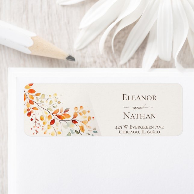 Moderne Boho Wasserfarbe Herbst Blätter Hochzeit (Insitu)