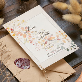 Moderne Boho Wasserfarbe Herbst Blätter Hochzeit Save The Date