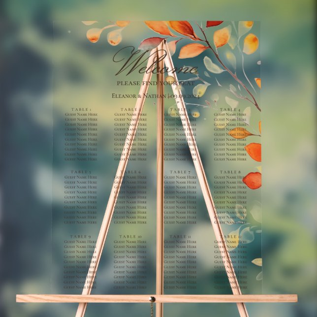 Moderne Boho Wasserfarbe Herbst lässt Seekarte Acrylschild (Neutral)