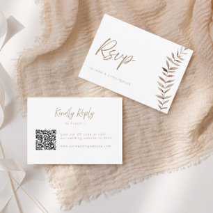 Moderne Boho-Wasserfarben-Blätter QR-Code Hochzeit Dankeskarte