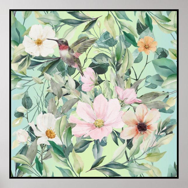 Moderne Boho Wasserfarben-Wildblume Poster (Vorne)