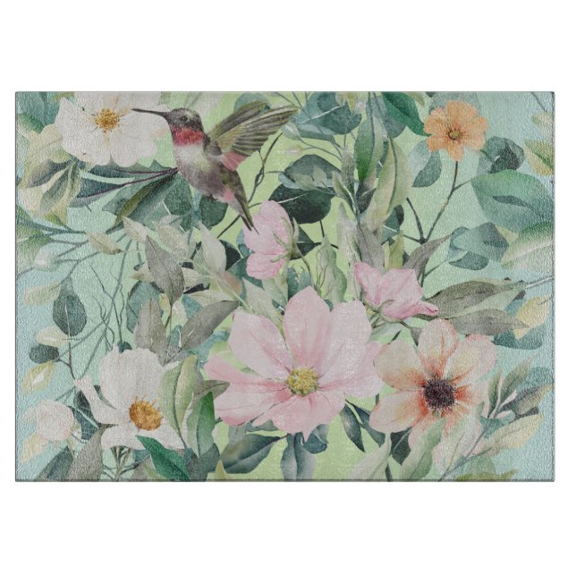 Moderne Boho Wasserfarben-Wildblume Schneidebrett (Vorderseite)