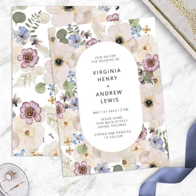 Moderne Boho Wasserfarbenflorale Hochzeit Einladun Einladung (Modern Boho Watercolor Floral Wedding Invitation by Painted Paperie
)