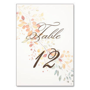 Moderne Boho Watercolor Herbsthochzeit Tischnummer