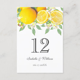 Moderne Boho Watercolor Lemon Wedding Table Card Einladung