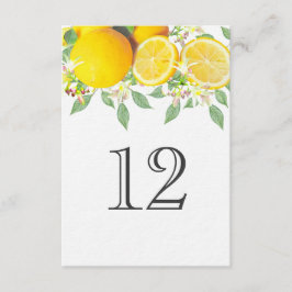 Moderne Boho Watercolor Lemon Wedding Tischnummer