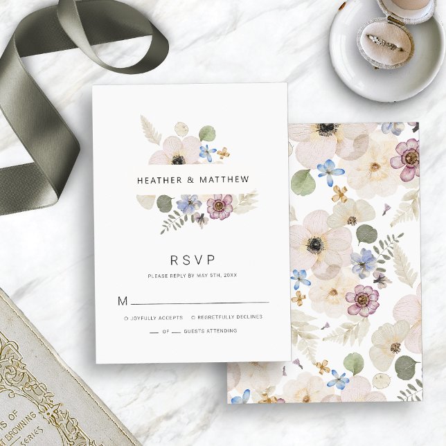 Moderne Boho Wedding RSVP Card Karte (Modern Boho Floral Wedding RSVP Card by Painted Paperie
)