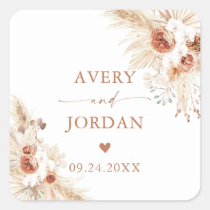 Moderne Boho Wedding Stickers Pampas Grass