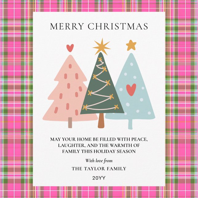Moderne Boho-Weihnachtsbäume Feiertagspostkarte (Modern Boho Christmas Trees Holiday Postcard)