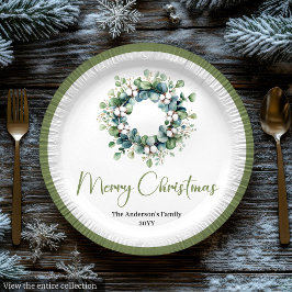 Moderne Boho-Weihnachtskränze im botanischen Stil Pappteller