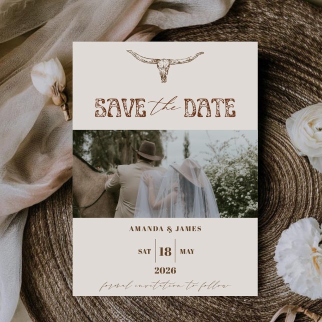 Moderne Boho-Western-Foto-Themen-Hochzeit Save The Date (Von Creator hochgeladen)