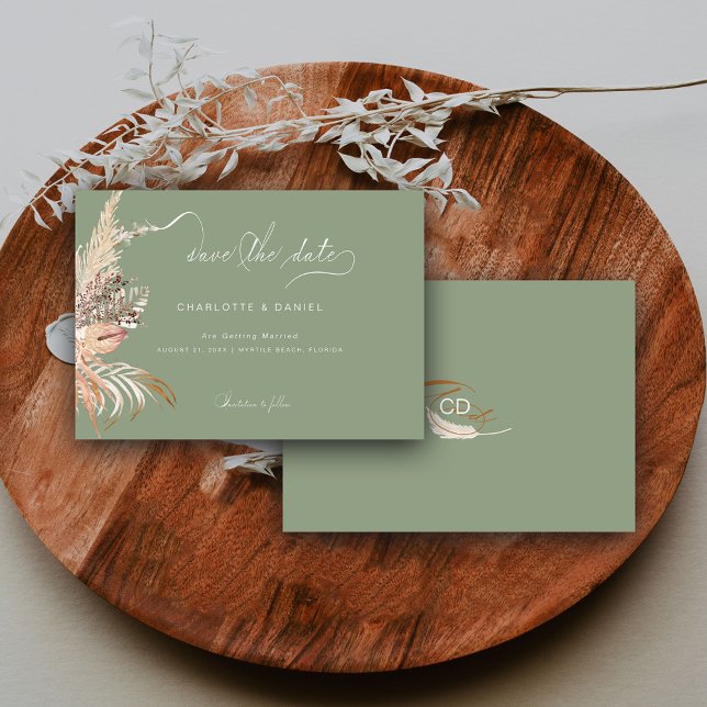 Moderne Boho Whimsikkalligrafie-Skriptsprache Save The Date (Von Creator hochgeladen)