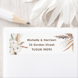Moderne Boho White Floral Rücksendeadresse Hochzei