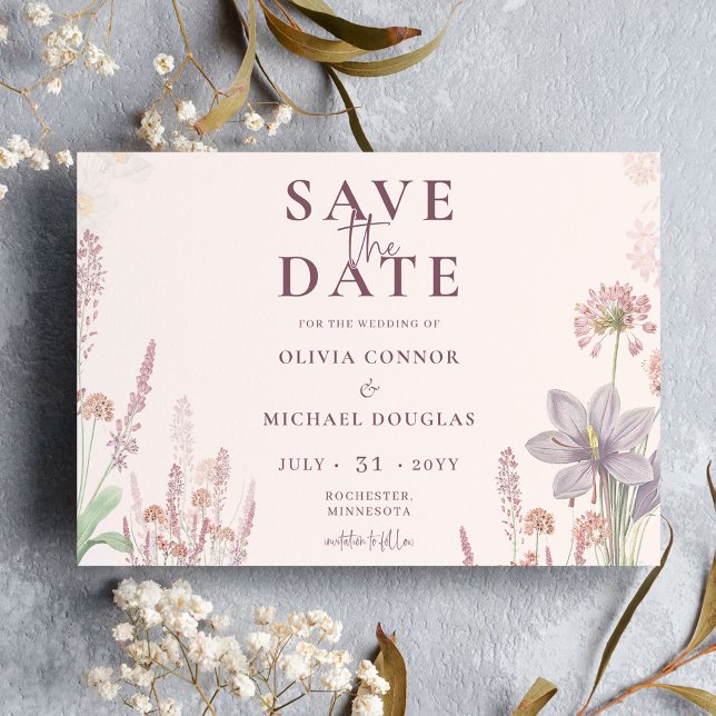 Moderne Boho Wildblume Hochzeit QR Save the Date (Von Creator hochgeladen)