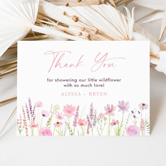 Moderne Boho Wildblume Meadow Baby Dusche Dankeskarte (Von Creator hochgeladen)