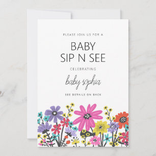 Moderne Boho-Wildblumen-Baby-Sip-and-See-Einladung Einladung