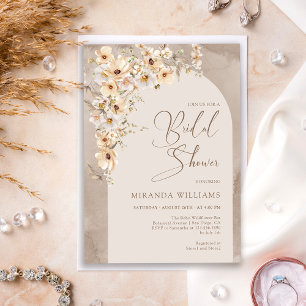 Moderne Boho Wildblumen Creme Blumen Brautparty-Ei Einladung