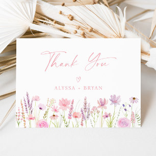 Moderne Boho-Wildblumen-Hochzeitsdusche-Script Dankeskarte