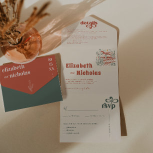 Moderne Boho-Wüste Alles in Einem Hochzeitseinla All In One Einladung