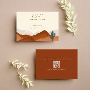 Moderne Boho Wüstenbergkaktus Hochzeit RSVP Karte