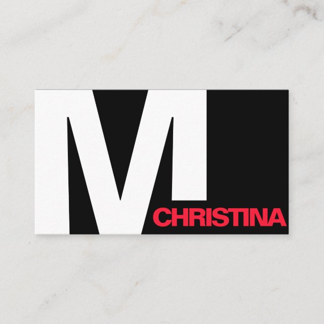 Moderne Bold Typografie Initial Schwarz-weiß Cool Visitenkarte (Vorderseite)