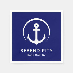 Moderne Bootanchor Navy Personalisiert Napkins Serviette