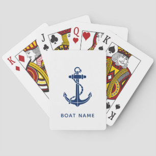 Moderne Bootsanker und Name Nautical Spielkarten