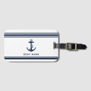 Moderne Bootsanker und Name - nautischer Brauch Gepäckanhänger