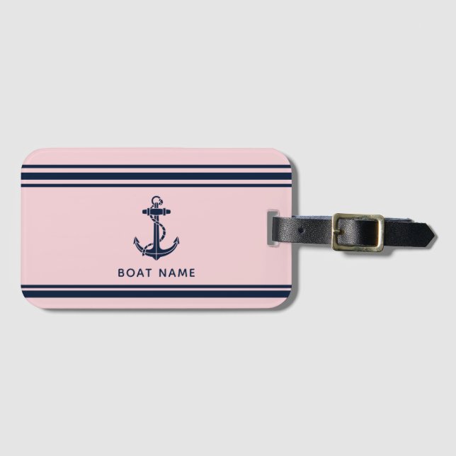 Moderne Bootsschleppe und Name - nautischer Brauch Gepäckanhänger (Vorderseite (Horizontal))